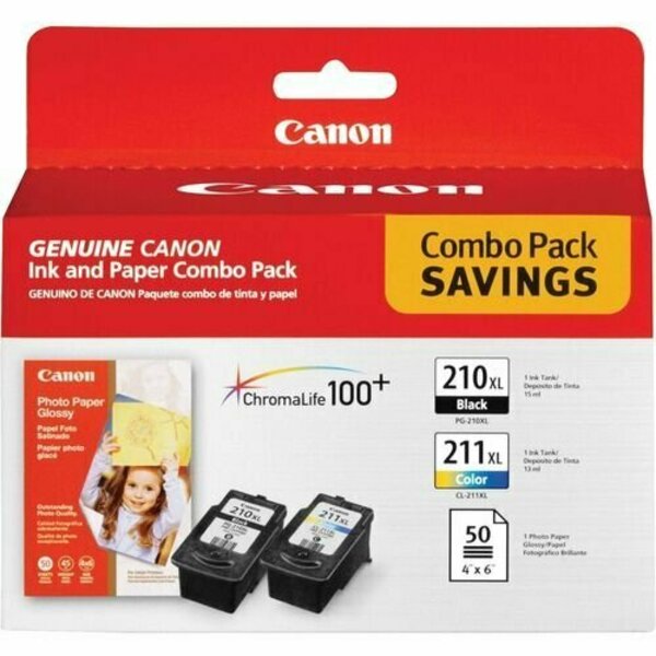 Canon Ink/Paper Pack, f/ PIXMA iP240, 4inx6in Photo Paper, BK/Color CNMPG210CL211